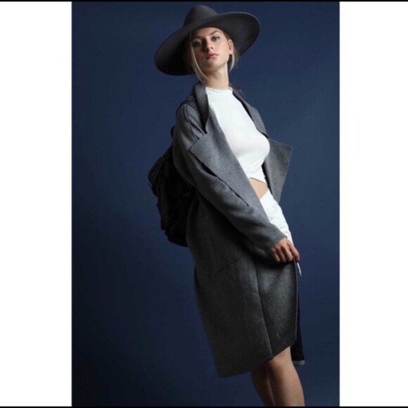 Copy - Oversized Wool Blend Gray Duffel Coat - Picture 4 of 7